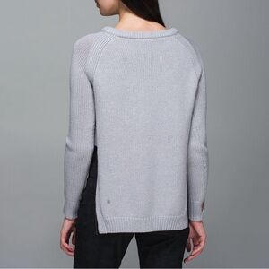 lululemon Yin To You Merino Wool Side Slit Crew Sweater in Heathered Light Grey